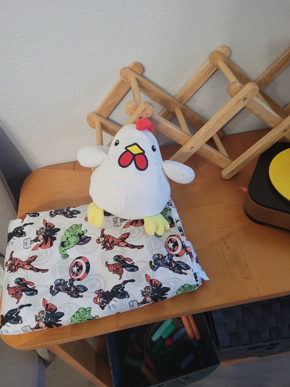 White Plush Chicken Toy with Red Comb and Yellow Feet